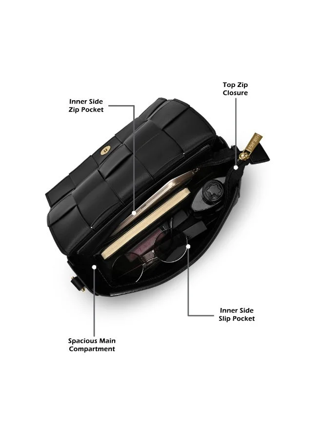 Lavie  Luxe Women's Bot Elle Flap Crossbody (Black) for Women | Best Price UAE